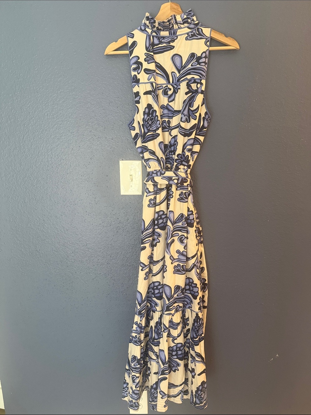 Elizabeth and James Cream Maxi Dress with Blue Floral Print - Picture 7 of 9